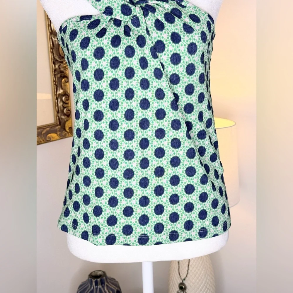 Maeve Anthropologie Green Navy Dot Twist Strap Tank Top Size M NWT - Picture 4 of 12